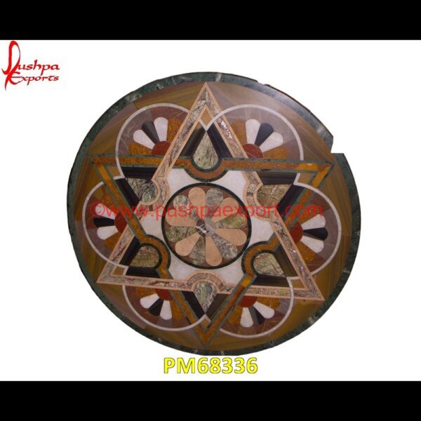 Art Overlay Round Natural Stone Table Top PM68336 pietra dura table,pietra dura,marble medallions,marble inlay tables,marble inlay,marble floor medallions,brass inlay marble tile,white marble inlay table tops,travertine mosaic med.jpg