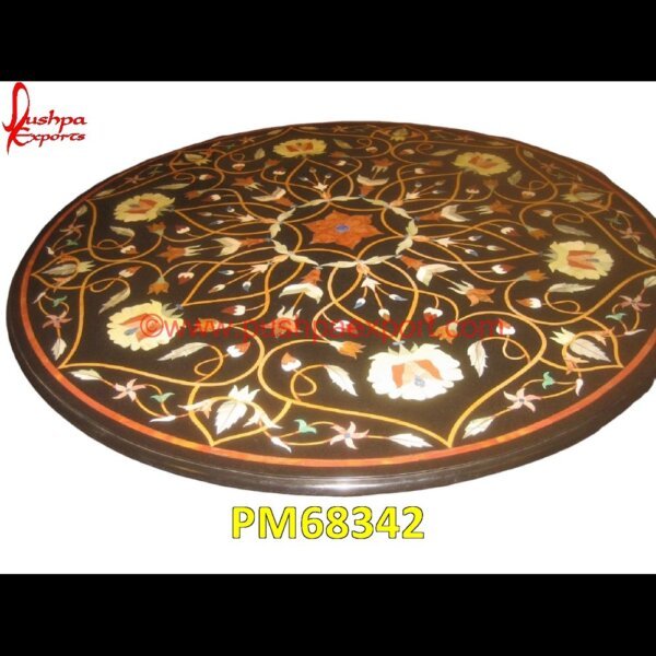 Flower Design Inlay Round Black Marble Floor Medallion PM68342 brass inlay marble tile,white marble inlay table tops,travertine mosaic medallion,taj mahal inlay stones,stone wood inlay,stone inlay work,stone inlay table tops,stone inlay furnit.jpg