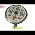 Design Inlay Round White Marble Table Top