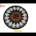 Flower Design Overlay Round Marble Table Top