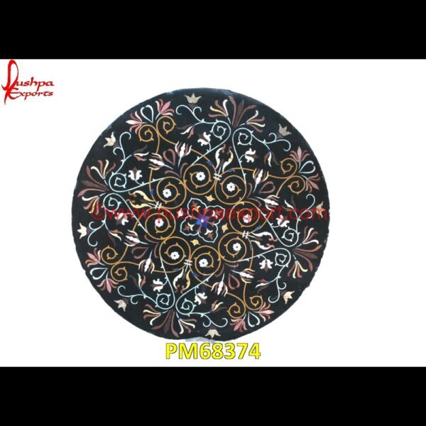 Motif Inlay Black Marble Stone Table Top PM68374 marble medallions,marble inlay tables,marble inlay,marble floor medallions,brass inlay marble tile,white marble inlay table tops,travertine mosaic medallion,taj mahal inlay stones,.jpg