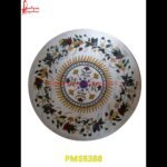 Design Inlay White Marble Round Table Top