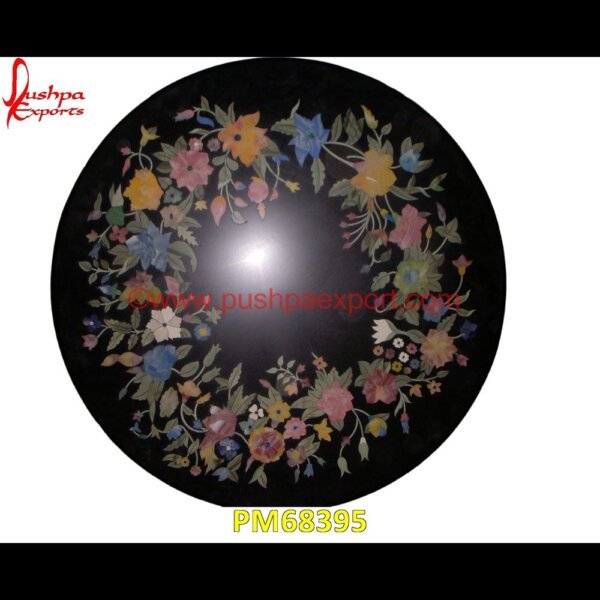 Art Design Inlay Round Black Marble Table Top PM68395 pietra dura inlays,pietra dura india,pietra dura in india,pietra dura furniture,pietra dura for sale,pietra dura dining table,pietra dura cabinet,pietra dura box,pietra dura art,mu.jpg