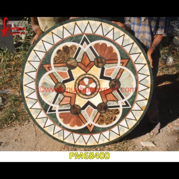 Overlay Round Green Marble Table Top PM68400 pietra dura dining table,pietra dura cabinet,pietra dura box,pietra dura art,mughal pietra dura,mosaic marble medallions,metal inlay in stone,medallion marble floor decor,marble ti.jpg