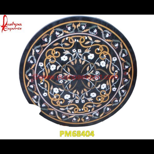 Pietra Dura Round Black Marble Stone Floor Medallion PM68404 mughal pietra dura,mosaic marble medallions,metal inlay in stone,medallion marble floor decor,marble tile medallions,marble mosaic medallion,marble medallion floor tile,marble inla.jpg