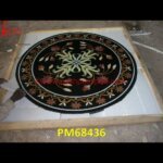 Black Marble Inlay Round Dining Table Top