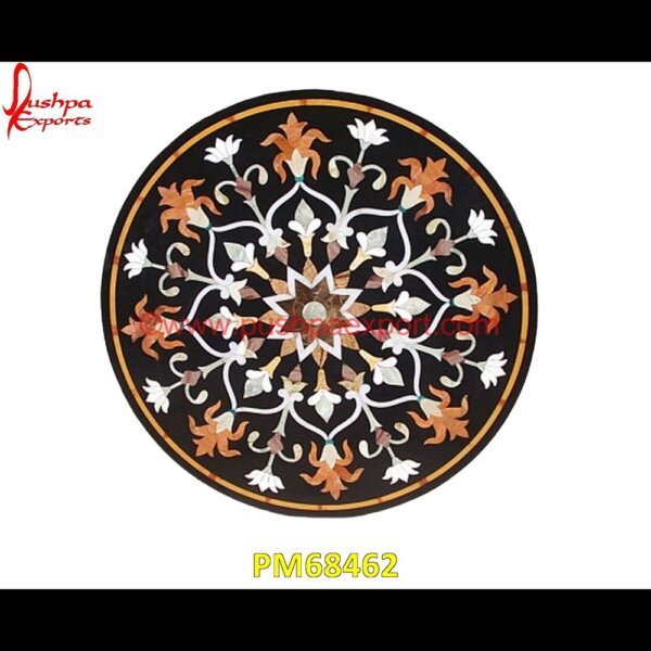 Black Marble Stone Pietra Dura Round Table Top PM68462 pietra dura marble table tops,pietra dura inlays,pietra dura india,pietra dura in india,pietra dura furniture,pietra dura for sale,pietra dura dining table,pietra dura cabinet,piet.jpg