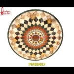 Geometric Pattern Overlay Round Coffee Table Top