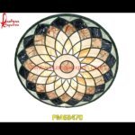 Marble Stone Round Table Top With Pattern Overlay