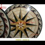 Pattern Overlay Round Marble Dining Table Top