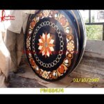 Black Marble Inlaid Round Table Top