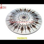 White Marble Pietra Dura Round Floor