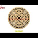 Flower Inlaid Black Marble Stone Round Shaped Table Top