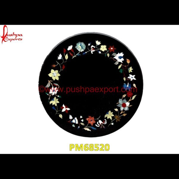 Floral Pichakari Black Marble Round Table Top PM68520 marble inlay tiles,marble inlay table tops,marble inlay panel,marble inlay medallion,marble inlay handicrafts,marble inlay furniture,marble inlay flooring italy,marble inlay floor,.jpg