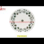 Flower Inlaid White Marble Stone Round Center Table Top