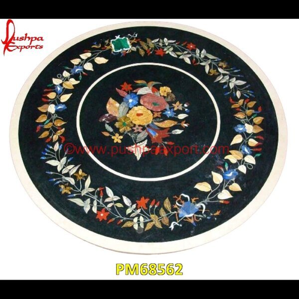 Round Black Marble Table Top With Flower Motif Pietra Dura PM68562 pietra dura technique,pietra dura taj mahal,pietra dura table top,pietra dura mosaic,pietra dura marble table tops,pietra dura inlays,pietra dura india,pietra dura in india,pietra.jpg