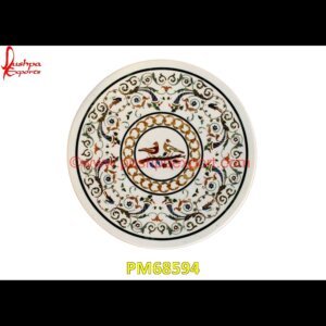White Marble Stone Pietra Dura Round Medallion