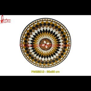 Inlay Art Round Pichakari Work Table Top