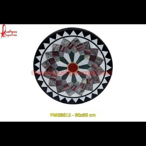 Marble Stone Overlay Pattern Motif Round Table Top