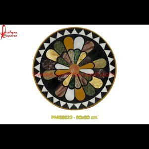 Overlay Round Marble Coffee Table Top