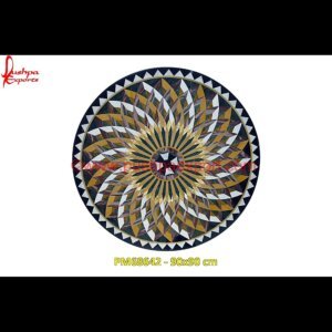 Pattern Inlay Green Marble Stone Round Table Top