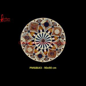 Stone Overlay Round Italian Marble Stone Table Top