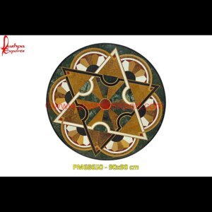 Inlay Round Green Marble Stone Table Top