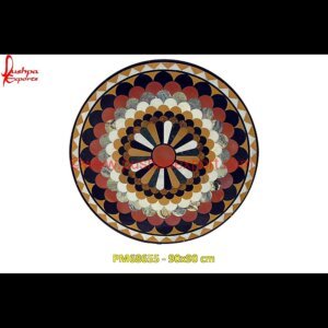 Overlay Round Marble Dining Table Top