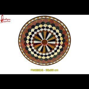 Round Marble Overlay Coffee Table Top