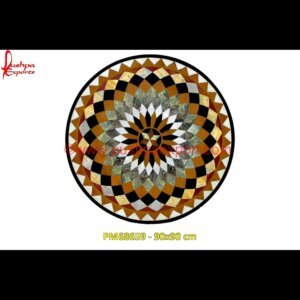 Round Marble Stone Overlay Coffee Table Top