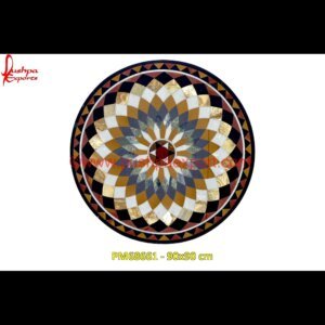 Inlay Black Stone Round Dining Table Top