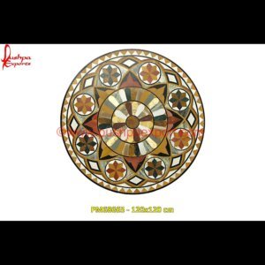 Pattern Overlay Round Stone Coffee Table Top