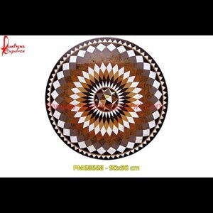 Geometric Pattern Overlay Round Dining Table Top