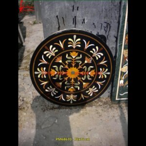 Tiny Pichakari Round Black Marble Table Top
