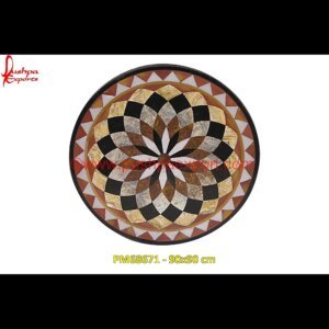 Round Pattern Overlay Stone Table Top