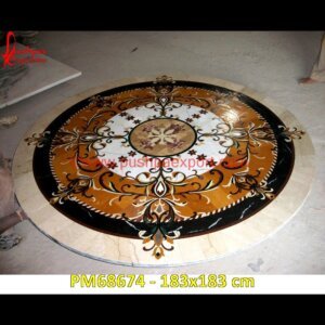 Inlay Art Round Italian Marble Floor Medallion