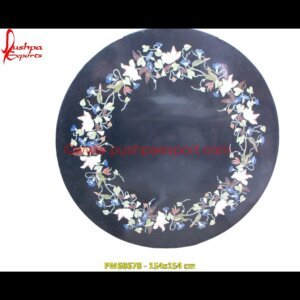 Motif Round Black Marble Stone Table Top