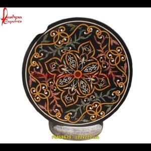 Round Black Marble Stone Coffee Table Top