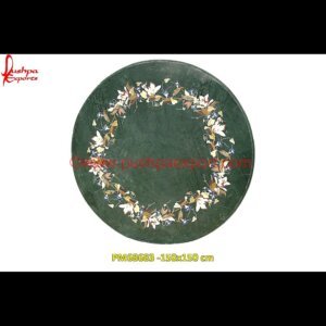 Motif Inlay Green Marble Stone Table Top