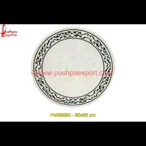 Inlay Black Art White Marble Stone Table Top
