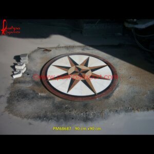 Pattern Overlay Round Italian Stone Table Top