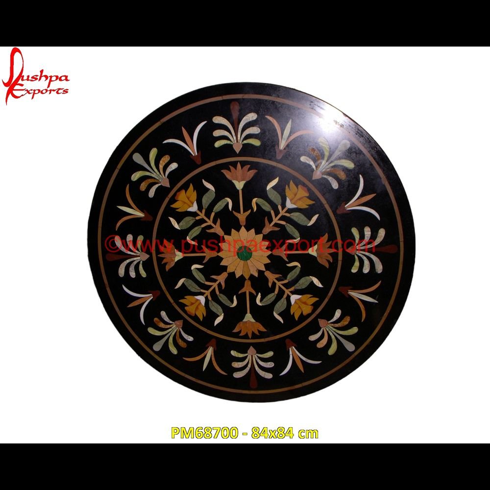 Pattern Inlay Round Black Marble Stone Coffee Table Top PM68700 - 84x84 cm stone floor inlays,pietra dura technique,pietra dura taj mahal,pietra dura table top,pietra dura mosaic,pietra dura marble table tops,pietra dura inlays,pietra dura india,pietra du.jpg