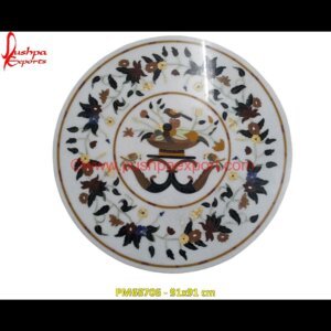 White Marble Stone Round Dining Table Top