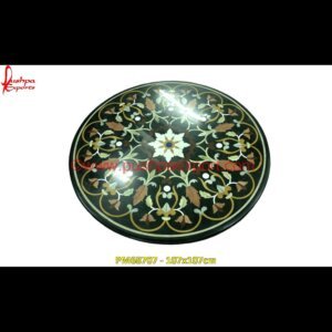 Round Black Marble Stone Tea Table Top