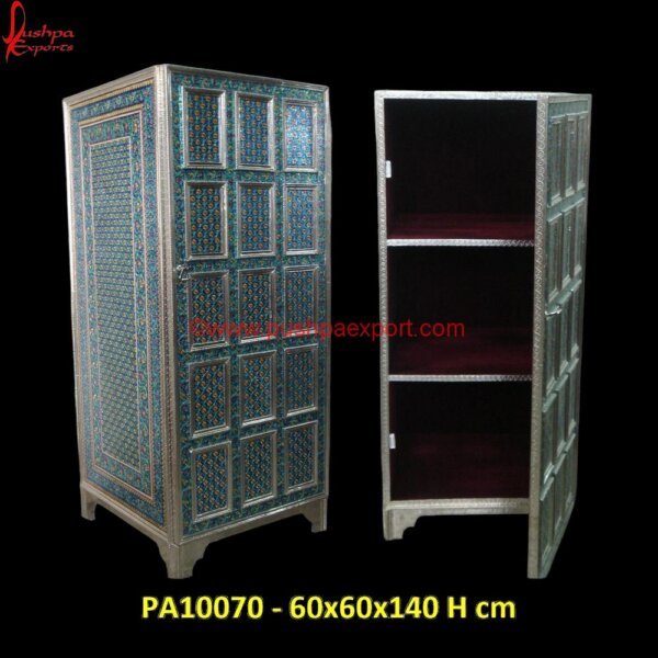 Meenakari Silver Metal Cupboard PA10070 Silver French Wardrobe, Silver Embossed Wardrobe, Silver Closet, Silver Almirah, Rustic White Armoire, Grey Silver Wardrobe, Etched Silver Armoire, Black And Silver Embossed Wardrobe.jpg"