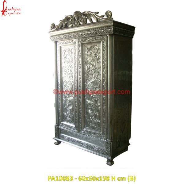 PA10083 (B) White Metal Closet, White Metal Cabinet With Doors, White Metal Bedroom Furniture, White Metal Almirah, Silver Wardrobe, Silver Vintage Wardrobe, Silver Leaf Armoire, Silver French.jpg"