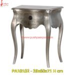White Metal Carved Bed Side Table