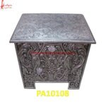 Rustic White Metal Bed Side Cabinet