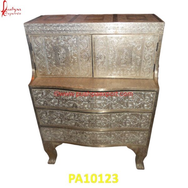 Silver Showcase PA10123 White Metal Nightstand, White Metal Queen Bed, Antique Chest Of Drawers India, Antique Indian Chest Of Drawers, Antique Silver Chest Of Drawers, Embossed White Metal Chest Of Drawers.jpg