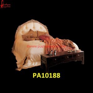 Queen Size Round Carved White Metal Headboard